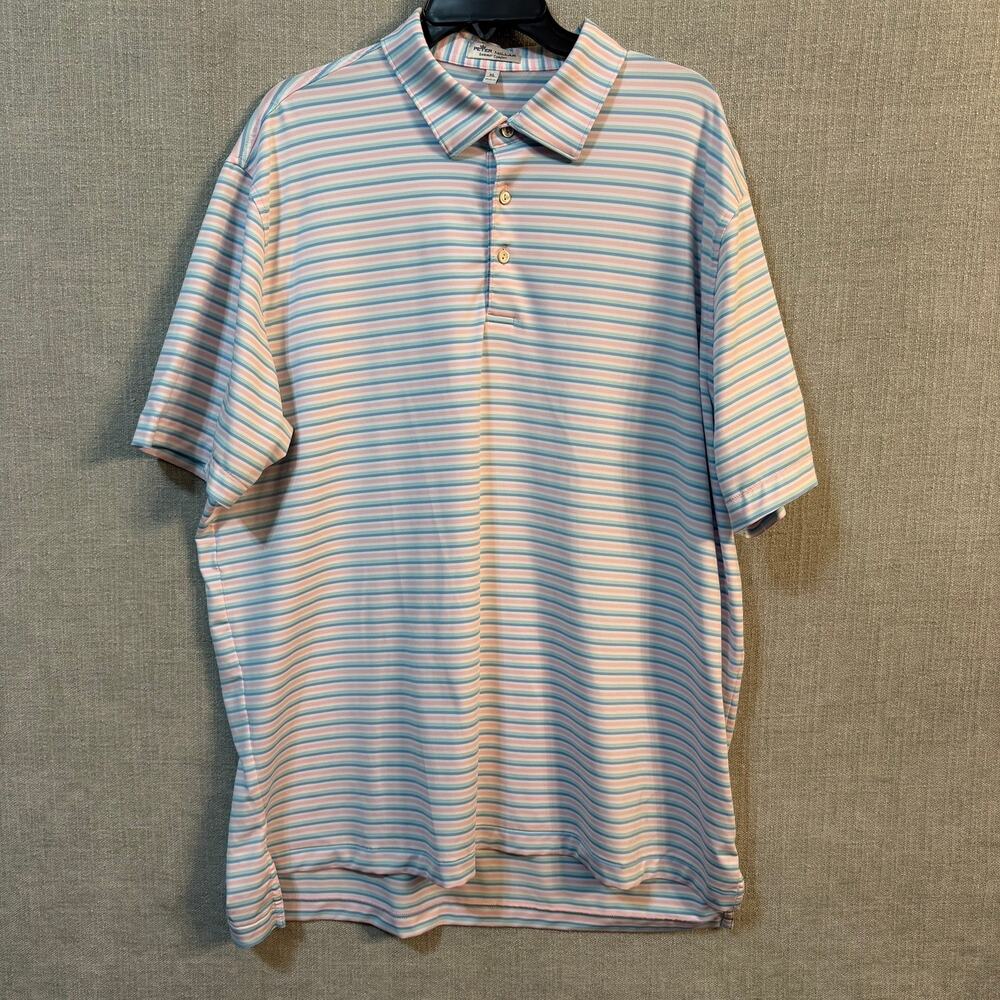 Peter Millar Summer Comfort Mens XL Pink Blue White Performance Golf Polo